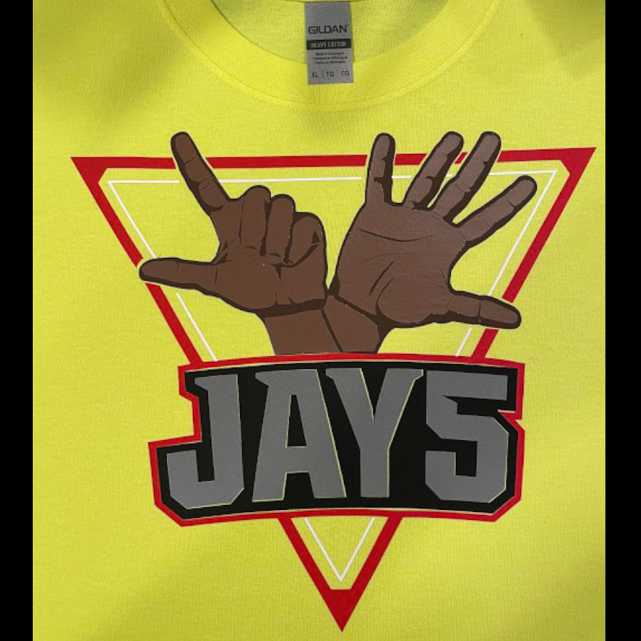 Jay 5 logo on shirt